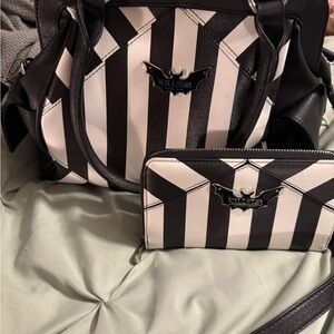 Killstar Black and White Striped Women's Bag Set